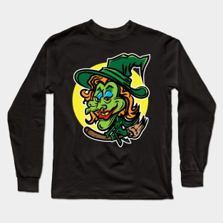 Witch on Broomstick Long Sleeve T-Shirt